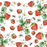 Ambiente Strawberries All Over white papírszalvéta 33x33cm, 20db-os