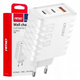 Amio hálozati Töltő - USB-2xUSB-C - 65W 100-240V