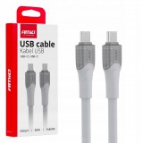Amio USB-C adatkábel - fehér - 200cm - 60W