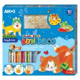 Amos: Kutya és cica mintás üvegmatrica festék szett - 10 db