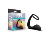 Anal Adventures Platinum - anál dildó péniszgyűrűvel (fekete)