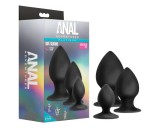 Anal Adventures Platinum Stout - anál plug szett - 3db (fekete)