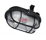 ANCO Ovális hajólámpa fekete műanyag ráccsal, maximum teljesítmény: 60 W, E27