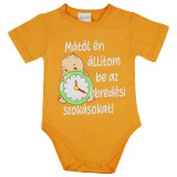 Andrea Kft. Feliratos rövid ujjú kislány baba body narancs