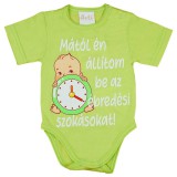 Andrea Kft. Feliratos rövid ujjú kislány baba body zöld
