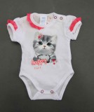 Andrea Kft. Fodros rövid ujjú baba body cuki Cicás mintával