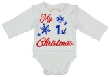 Andrea Kft. "My first Christmas" feliratos hosszú ujjú karácsonyi baba body| kombidressz fehér