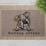 Angol bulldog kutyás lábtörlő barna háttérrel (60 x 40 x 0,2 cm)