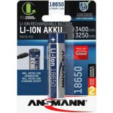 ANSMANN 18650 Li-ion 3400mAh USB-vel tölthető védett akkumulátor (1307-0003)