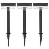 AOSOM Földbe szúrható 3 darabos napelemes kerti lámpa vízálló kültéri világítás meleg fehér LED,10-12 óra üzemidő fekete színben