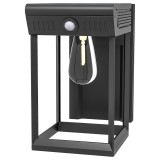 AOSOM Napelemes kerti fali lámpa, mozgásérzékelővel 14x24x24 cm fekete kültéri világítás