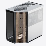 APNX V1 ATX miditorony számítógépház, edzett üveg, fekete és fehér, fa betétekkel - V1-W-BW-v1