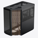 APNX V1 ATX miditorony számítógépház, edzett üveg, fekete-fa betétekkel - V1-W-BK-v1