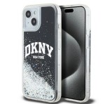 Apple DKNY Liquid Glitter Arch Logo iPhone 15 hátlap tok, fekete