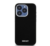 Apple DKNY Liquid Silicone Silver Metal Logo Magsafe iPhone 15 Pro hátlap tok, fekete