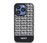 Apple DKNY PU Leather Repeat Pattern Bottom Stripe iPhone 13 Pro Max hátlap tok, fekete