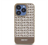 Apple DKNY PU Leather Repeat Pattern Bottom Stripe iPhone 14 Pro Max hátlap tok, barna