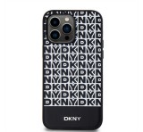 Apple DKNY PU Leather Repeat Pattern Bottom Stripe iPhone 15 Pro Max hátlap tok, fekete