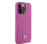 Apple DKNY PU Leather Repeat Pattern Stack Logo iPhone 15 Pro Max Magsafe hátlap tok, rózsaszín