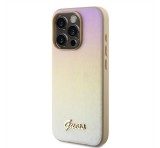 Apple Guess PU Leather Iridescent Metal Script iPhone 15 Pro Max tok, arany