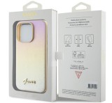 Apple Guess PU Leather Iridescent Metal Script iPhone 15 Pro tok, arany