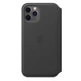 Apple iPhone 11 Pro, Leather Folio, Kártyatartó, Bőr, Gyári, Oldalra nyitható, Fekete, Mobiltelefon tok