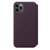 Apple iPhone 11 Pro Max, Leather Folio, Bőr, Gyári, Oldalra nyitható, Padlizsánzöld, Mobiltelefon tok