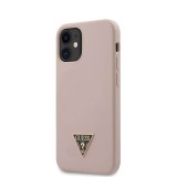 Apple iPhone 12 Mini GUESS GUHCP12SLSTMLP Liquid Silicon Hátlap - Púder Rózsaszín