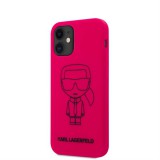 Apple iPhone 12 Mini KARL LAGERFELD KLHCP12SSILFLPI Liquid Silicon Hátlap - Magenta