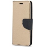 Apple iPhone 12 Mini, Oldalra nyíló tok, stand, Fancy Book, arany/fekete (108523) - Telefontok