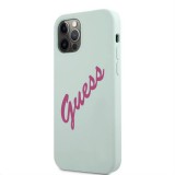 Apple iPhone 12 Pro Max GUESS GUHCP12LLSVSBF Liquid Silicon Hátlap - Világoskék