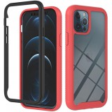 Apple iPhone 12 Pro Max, Szilikon hátlap és műanyag előlapi tok, elő- és hátlapi üveggel, közepsen ütésálló, Wooze Power Case, fekete/piros (114122) - Telefontok