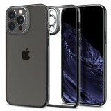 Apple iPhone 13 Pro, Szilikon tok, műanyag kerettel, Spigen Optik Crystal, átlátszó/szürke (116198) - Telefontok