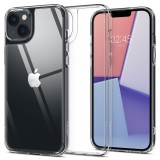Apple iPhone 14, Műanyag védőkeret, edzett üveg hátlap, Spigen Quartz Hybrid Crystal, átlátszó (125592) - Telefontok