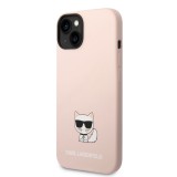 Apple iPhone 14 Plus KARL LAGERFELD KLHCP14MSLCTPI Liquid Silicon Hátlap - Rózsaszín