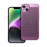 Apple iPhone 14 Plus, Műanyag hátlap védőtok, légáteresztő, lyukacsos minta, Breezy, lila
