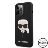 Apple iPhone 14 Pro KARL LAGERFELD KLHMP14LSLKHBK Liquid Silicon MagSafe Hátlap - Fekete