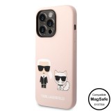 Apple iPhone 14 Pro Max KARL LAGERFELD KLHMP14XSSKCI Liquid Silicon MagSafe Hátlap - Rózsaszín