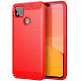 Apple iPhone 14 Pro Max, Szilikon tok, közepesen ütésálló, szálcsiszolt, karbon minta, piros (124937) - Telefontok