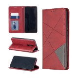 Apple iPhone 14 Pro, Oldalra nyíló tok, stand, geometria minta, Wooze DesignBook, piros