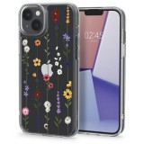 Apple iPhone 14, Szilikon tok, légpárnás sarok, virágoskert minta, Spigen Ciel Cyril Cecile, átlátszó/színes (125567) - Telefontok