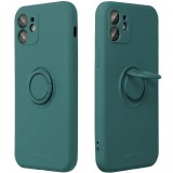 Apple iPhone 15 Pro, Szilikon tok, stand, telefontartó gyűrű, Roar Amber, zöld
