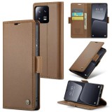 Apple iPhone 16 Plus, Oldalra nyíló tok, stand, kártyatartóval, RFID technológiával, Wooze CaseME, barna