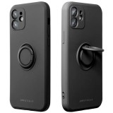 Apple iPhone 16 Plus, Szilikon tok, stand, telefontartó gyűrű, Roar Amber, fekete