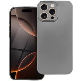 Apple iPhone 16 Pro Max, Szilikon tok, mikrofiber plüss belső, csillogó hátlap, Metallic Case, szürke
