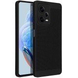 Apple iPhone 17 Pro, Műanyag hátlap védőtok, légáteresztő, lyukacsos minta, Breezy, fekete