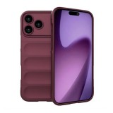 Apple iPhone 17 Pro, Szilikon tok, közepesen ütésálló, 3D minta, bordó