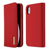 Apple iPhone XS Max, Oldalra nyíló tok, valódi bőrtok, stand, Dux Ducis Wish, piros (105738) - Telefontok