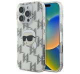 Apple Karl Lagerfeld IML Karl Head Electroplated iPhone 16 Pro kemény hátlap tok, átlátszó KLHCP16LHKLPKHT