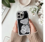 Apple Teddy Bear iPhone 13 Pro csillogó köves tok, ezüst